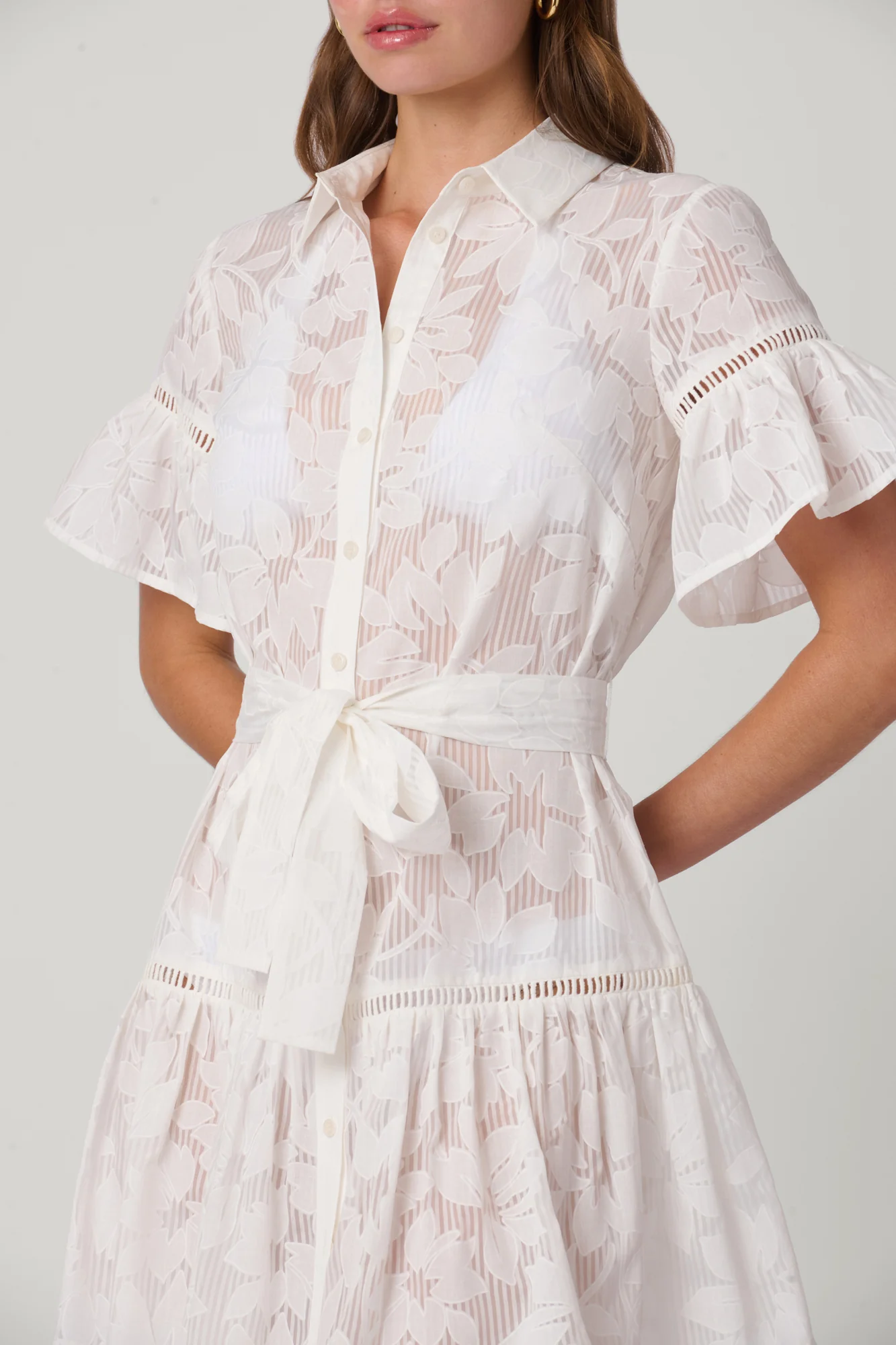 Optic White Ruffle Mini Shirtdress - Image 2