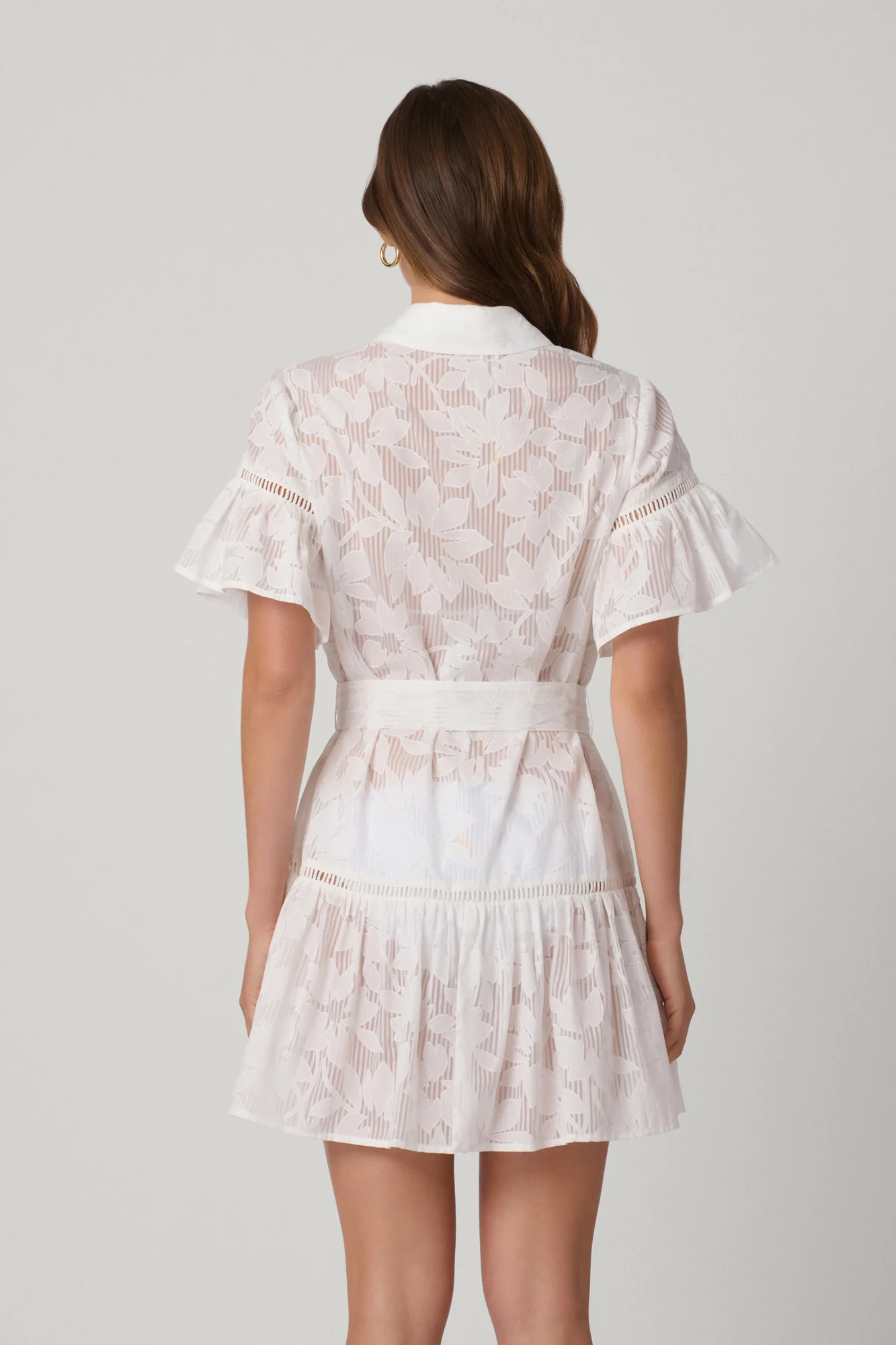 Optic White Ruffle Mini Shirtdress - Image 3